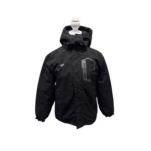 Wantdo Kids 10/12 Black Insulated Ski Jacket Hooded Fleece Lined Winter